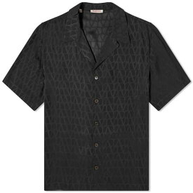 【送料無料】 ヴァレンティノ メンズ シャツ トップス Valentino Icon Silk Vacation Shirt Black