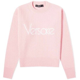 【送料無料】 ヴェルサーチ レディース ニット・セーター アウター Versace Knitted Logo Jumper Pale Pink