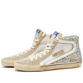 【送料無料】 ゴールデングース メンズ スニーカー シューズ Golden Goose Slide Net Sneaker Silver White & Marble