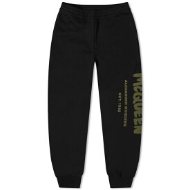 【送料無料】 アレキサンダー・マックイーン メンズ カジュアルパンツ スウェットパンツ ボトムス Alexander McQueen Graffiti Logo Sweat Pants Black & Khaki