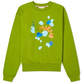 【送料無料】 マルニ メンズ パーカー・スウェット アウター Marni Dripping Flower Crew Sweat Kiwi