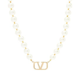 【送料無料】 ヴァレンティノ メンズ ネックレス・チョーカー・ペンダントトップ アクセサリー Valentino Signature Pearly Necklace Oro 18 & Cream