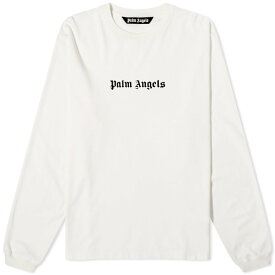 【送料無料】 パーム・エンジェルス メンズ Tシャツ トップス Palm Angels Logo Long Sleeve T-Shirt Off White