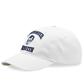 【送料無料】 アレキサンダー・マックイーン メンズ 帽子 アクセサリー Alexander McQueen Varsity Skull Logo Cap White & Indigo