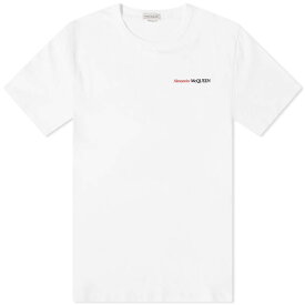 【送料無料】 アレキサンダー・マックイーン メンズ Tシャツ トップス Alexander McQueen Embroidered Logo T-Shirt White