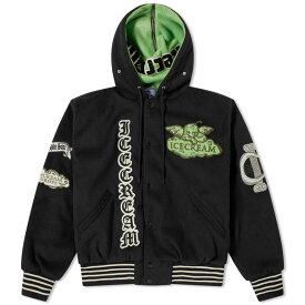 【送料無料】 アイスクリーム メンズ ジャケット・ブルゾン アウター ICECREAM Cherub Varsity Jacket Black