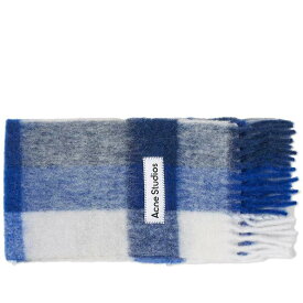 【送料無料】 アクネ ストゥディオズ メンズ マフラー・ストール・スカーフ アクセサリー Acne Studios Vally Check Scarf White Grey & Royal Blue