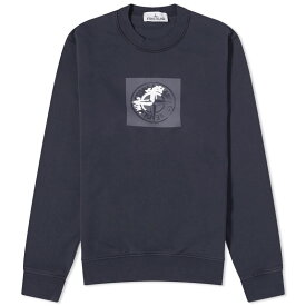 【送料無料】 ストーンアイランド メンズ パーカー・スウェット アウター Stone Island Institutional One Badge Print Crew Sweat Navy