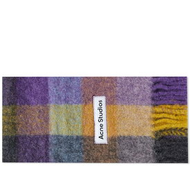 【送料無料】 アクネ ストゥディオズ メンズ マフラー・ストール・スカーフ アクセサリー Acne Studios Vally Check Scarf Anthracite Yellow & Purple