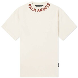 【送料無料】 パーム・エンジェルス メンズ Tシャツ トップス Palm Angels Neck Logo T-Shirt Off White