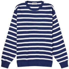 【送料無料】 ジョンスメドレー メンズ ニット・セーター アウター John Smedley Teller Stripe Crew Knit Sweater French Navy & White