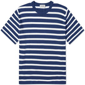 【送料無料】 ジョンスメドレー メンズ Tシャツ トップス John Smedley Allan Stripe T-Shirt French Navy & White