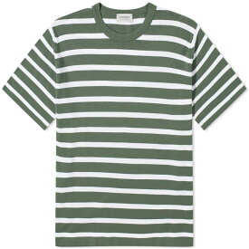 【送料無料】 ジョンスメドレー メンズ Tシャツ トップス John Smedley Allan Stripe T-Shirt Palm & White