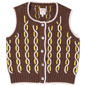 【送料無料】 シュリンプス レディース シャツ トップス Shrimps Cable Knit Vest Brown Pearl & Yellow