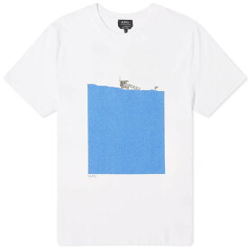 【送料無料】 アーペーセー メンズ Tシャツ トップス A.P.C. Crush T-Shirt White & Blue