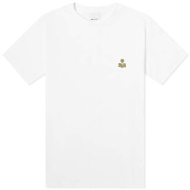 【送料無料】 イザベル マラン メンズ Tシャツ トップス Isabel Marant Zafferh Small Logo T-Shirt Khaki & White