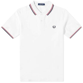 【送料無料】 フレッドペリー メンズ ポロシャツ トップス Fred Perry Twin Tipped Polo White Red & Navy