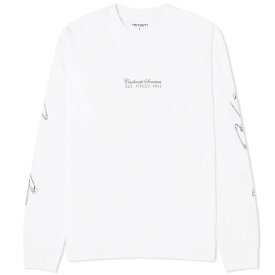 【送料無料】 カーハート メンズ Tシャツ トップス Carhartt WIP Long Sleeve Safety Pin T-Shirt White & Bordeaux