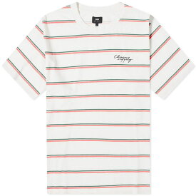 【送料無料】 エドウィン メンズ Tシャツ トップス Edwin Windup Stripe T-Shirt White Pink & Green