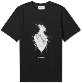 【送料無料】 ハンコペンハーゲン メンズ Tシャツ トップス Han Kjobenhavn Heart Monster Print T-Shirt Black