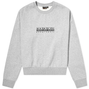 �i�p�s�� ���f�B�[�X �A�E�^�[ �p�[�J�[�E�X�E�F�b�g �N���b�v�h Napapijri Box Cropped Sweat Med Grey Mel �O���[