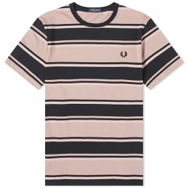 【送料無料】 フレッドペリー メンズ Tシャツ トップス Fred Perry Bold Stripe T-Shirt Dark Pink & Dust