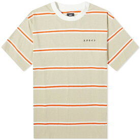 【送料無料】 エドウィン メンズ Tシャツ トップス Edwin Quarter Stripe T-Shirt Beige Red & White