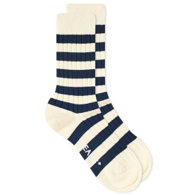 【送料無料】 ビームス プラス メンズ 靴下 アンダーウェア Beams Plus Rib Stripe Sock White
