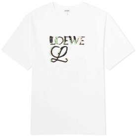 【送料無料】 ロエベ メンズ Tシャツ トップス Loewe Distorted Logo T-Shirt White & Multi