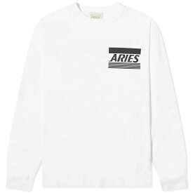 【送料無料】 アリーズ メンズ Tシャツ トップス Aries Long Sleeve Credit Card T-Shirt White