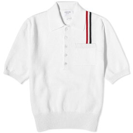 【送料無料】 トムブラウン メンズ ポロシャツ トップス Thom Browne Intarsia RWB Stripe Polo Shirt White