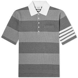 【送料無料】 トムブラウン メンズ ポロシャツ トップス Thom Browne 4 Bar Rudby Stripe Polo Shirt Tonal Grey