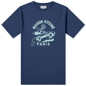 【送料無料】 メゾンキツネ メンズ Tシャツ トップス Maison Kitsune Racing Fox Comfort T-Shirt Ink Blue