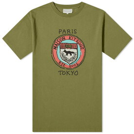 【送料無料】 メゾンキツネ メンズ Tシャツ トップス Maison Kitsune City Coins Comfort T-Shirt Military Green