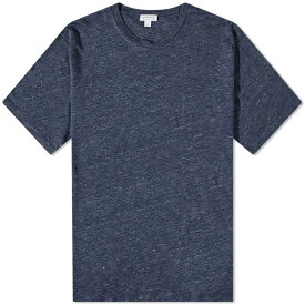 【送料無料】 サンスペル メンズ Tシャツ トップス Sunspel Linen T-Shirt Navy Melange