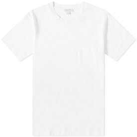 【送料無料】 サンスペル メンズ Tシャツ トップス Sunspel Riviera Pocket Crew Neck T-Shirt White