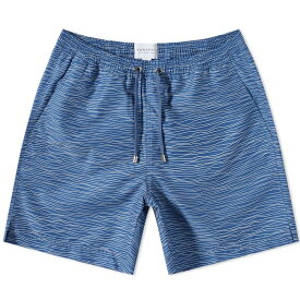 【送料無料】 サンスペル メンズ ハーフパンツ・ショーツ 水着 Sunspel Wave Print Swim Shorts Atlantic Blue & White Waves