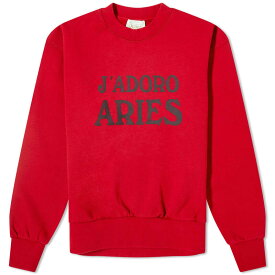 【送料無料】 アリーズ レディース パーカー・スウェット アウター Aries J'Adoro Aries Crew Sweat Red