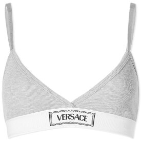 【送料無料】 ヴェルサーチ レディース シャツ トップス Versace Logo Bralet Top Grey Melange