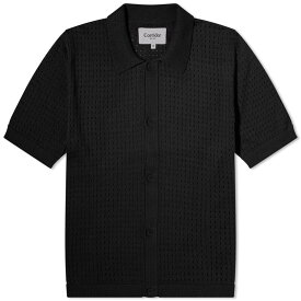 【送料無料】 コリドー メンズ シャツ トップス Corridor Pointelle Knit Short Sleeve Shirt Black