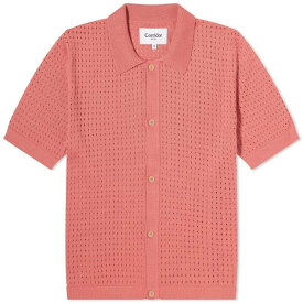 【送料無料】 コリドー メンズ シャツ トップス Corridor Pointelle Knit Short Sleeve Shirt Pink