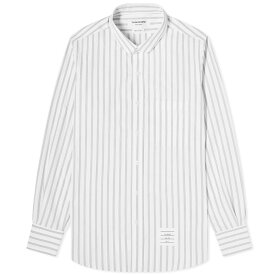 【送料無料】 トムブラウン メンズ シャツ トップス Thom Browne Round Collar Stripe Oxford Shirt Medium Grey