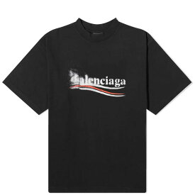 【送料無料】 バレンシアガ メンズ Tシャツ トップス Balenciaga Political Campaign Stencil Tee Faded Black & White