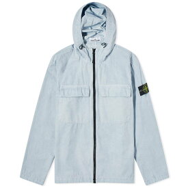 【送料無料】 ストーンアイランド メンズ シャツ トップス Stone Island Brushed Cotton Canvas Hooded Overshirt Sky Blue