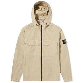 【送料無料】 ストーンアイランド メンズ シャツ トップス Stone Island Brushed Cotton Canvas Hooded Overshirt Sand