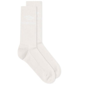 【送料無料】 バレンシアガ メンズ 靴下 アンダーウェア Balenciaga Logo Socks Off White & Gitd