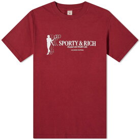 【送料無料】 スポーティ アンド リッチ メンズ Tシャツ トップス Sporty & Rich Tennis Club T-Shirt Merlot