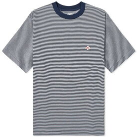 【送料無料】 ダントン メンズ Tシャツ トップス Danton Fine Stripe T-Shirt Navy & White
