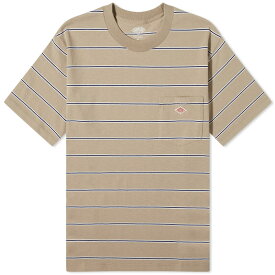 【送料無料】 ダントン メンズ Tシャツ トップス Danton Stripe Pocket T-Shirt Beige & Purple