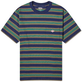 【送料無料】 ダントン メンズ Tシャツ トップス Danton Stripe Pocket T-Shirt Navy & Light Green
